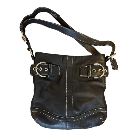 Coach Handbags - Coach black feathersoft leather duffle bag